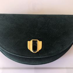 Varon Handbags Vintage NWT Green Suede Clutch/shoulder Bag 