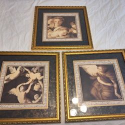 3 Prints In Wood Frame