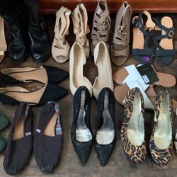 Huge Women's Shoes Lot Guess, Steve Madden, Toms etc. heels, flats, slip On's