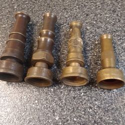 4 Solid Brass Hose Nozzles. 100. Or.  Obo