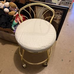 Contour Back Vanity Chair Brass On Wheels