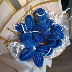 Flores De Limpiapipas Azules 