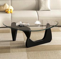 Noguchi  styled Coffee Table with Black Base