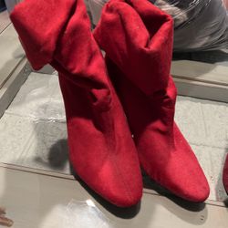 Red Suade Boots