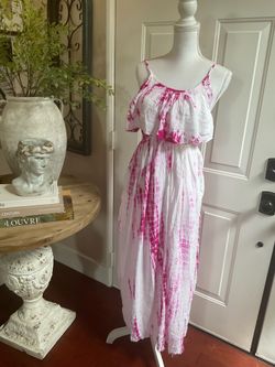 Youth size pink tie dye summer dress, fits a small
