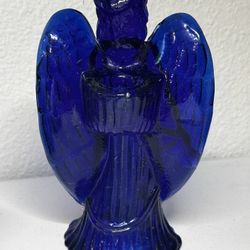 ✨ Cobalt Blue Glass Angel Candle Holder – Vintage Style – Excellent Condition