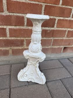 14” White Ceramic French Country Candleholder