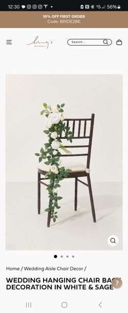 Wedding Hanging Chair Back Decoration in White & Sage