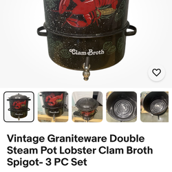 Vintage New Graniteware Double Steamer Pot Cooker, 19 Quart in Box Brand New,  $45