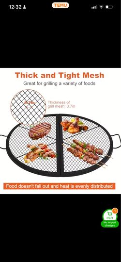 [Portable Camping Cookware] GAOMON 36in Fire Pit Cooking Grill Grate, X-Marks Thick 600°C Heat Resistant Foldable Campfire BBQ Grid with Handles, Outd
