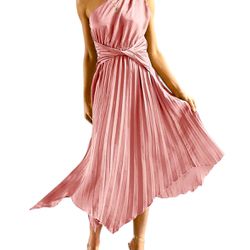 Anrabress Womens dress. Prom/cocktail party/summer dress. Pink, One Shouler