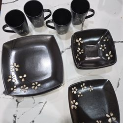 Flower Dish Set With Mugs