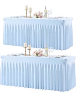 4 Total Baby Blue Fitted Table Cloth