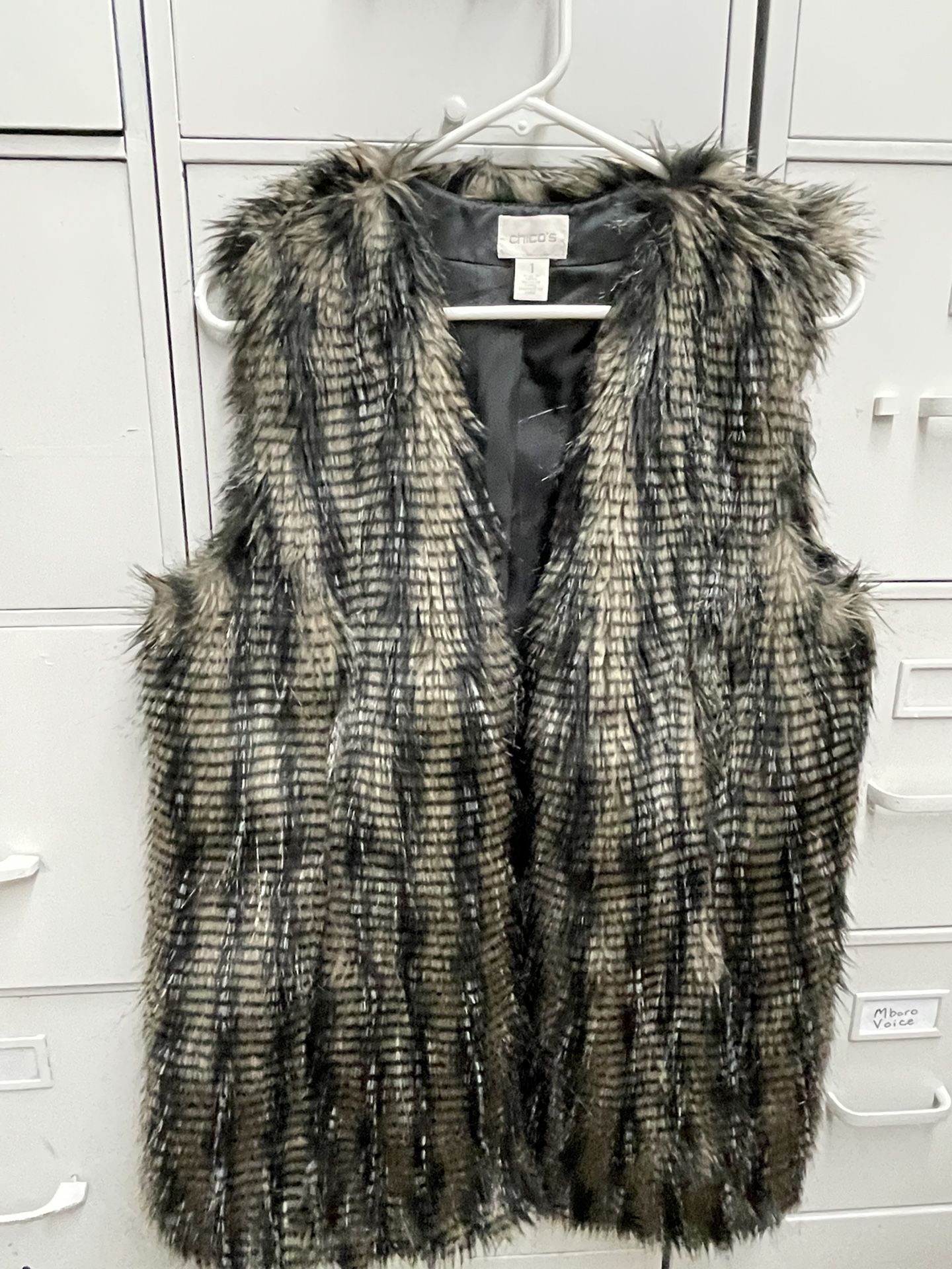 Chicos size 1 acrylic & polyester new fur vest