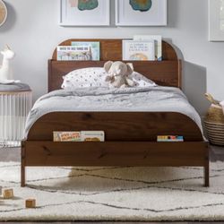Two (2) Bakhtawar Twin Solid Wood Bed with Shelves