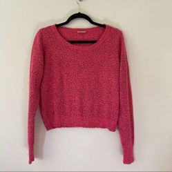Noisy May Textured Crop PinkBlack Sweater