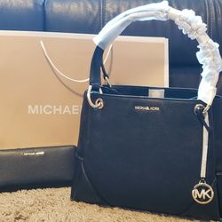 Brand New MICHAEL Kors Black Leather Bag And Wallet