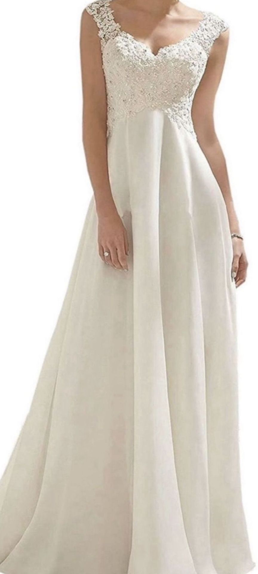Brand new Wedding Dress beautiful ivory / Cream chiffon and lace with beadwork - size 6