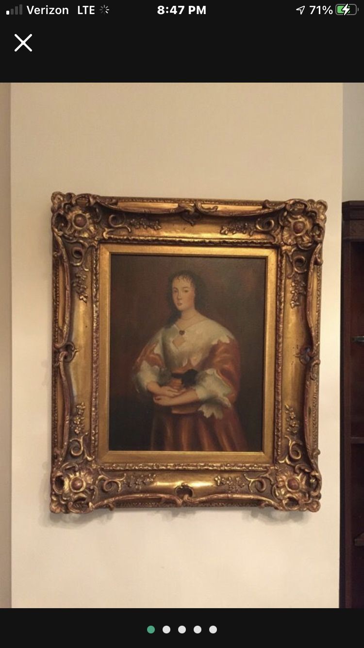 Oil painting on Canvas heavy wood gold gilt frame 29x25.5