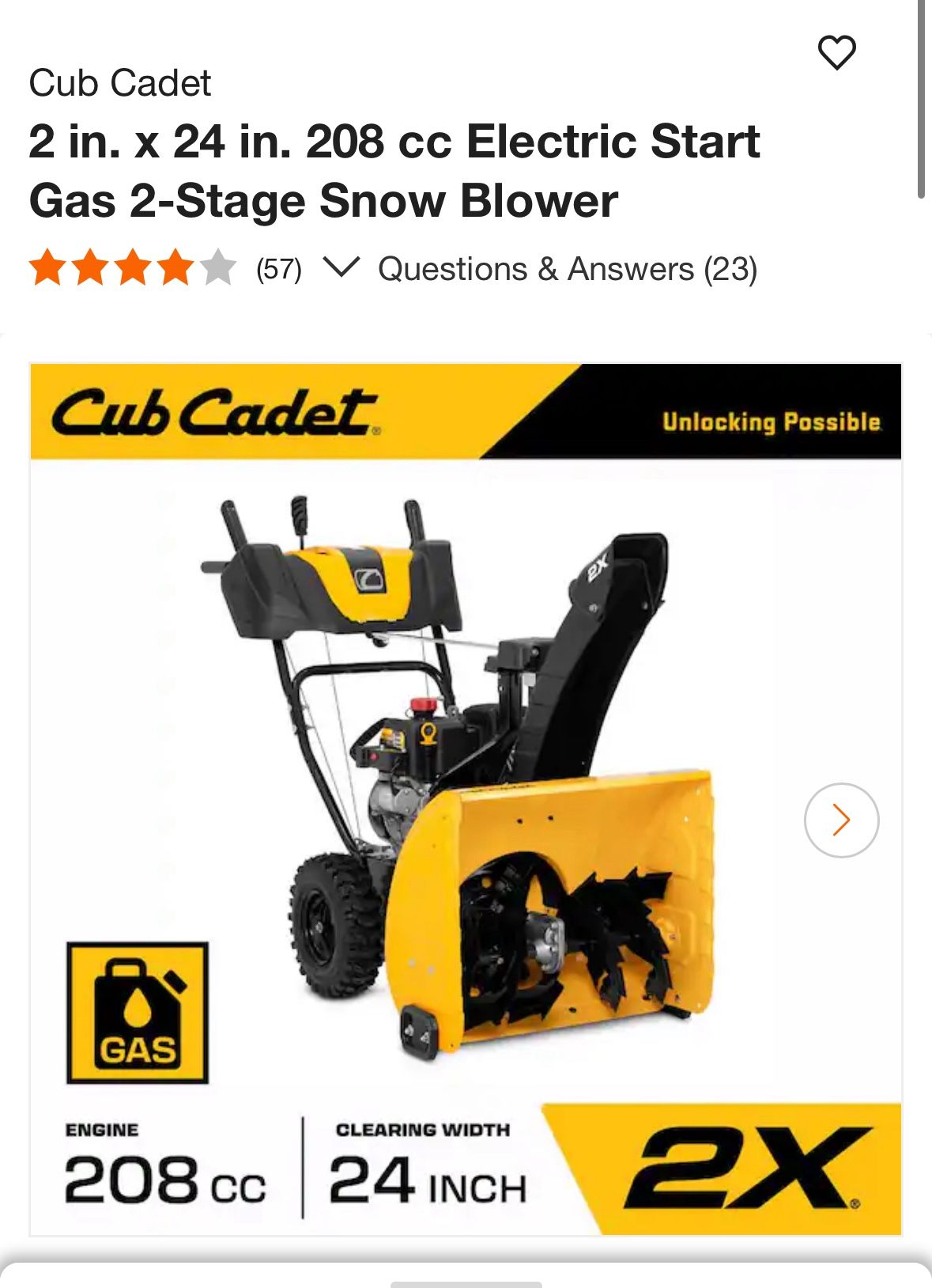 Cub cadet Snow Blower