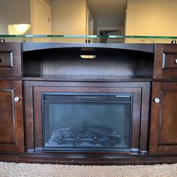 Solid Wood Media Stand With Electric Fireplace