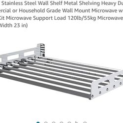 23 Inch Stainless Steel Wall Shelf Metal Shelving Heavy Duty Commercial or Household Grade Wall Mount Microwave with Fixing Kit Microwave Support Load