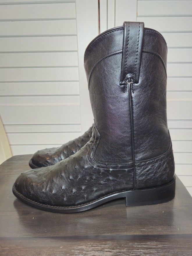 Cody James Black 1978 Carmen Full-Quill Ostrich Roper Boots Round Toe Size 9 D