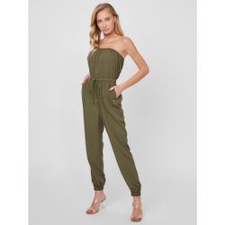 Olive Green Strapless Jogger Jumpsuit Guess