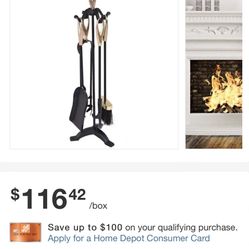 5-Piece Stylish Iron Fireplace Tools Set