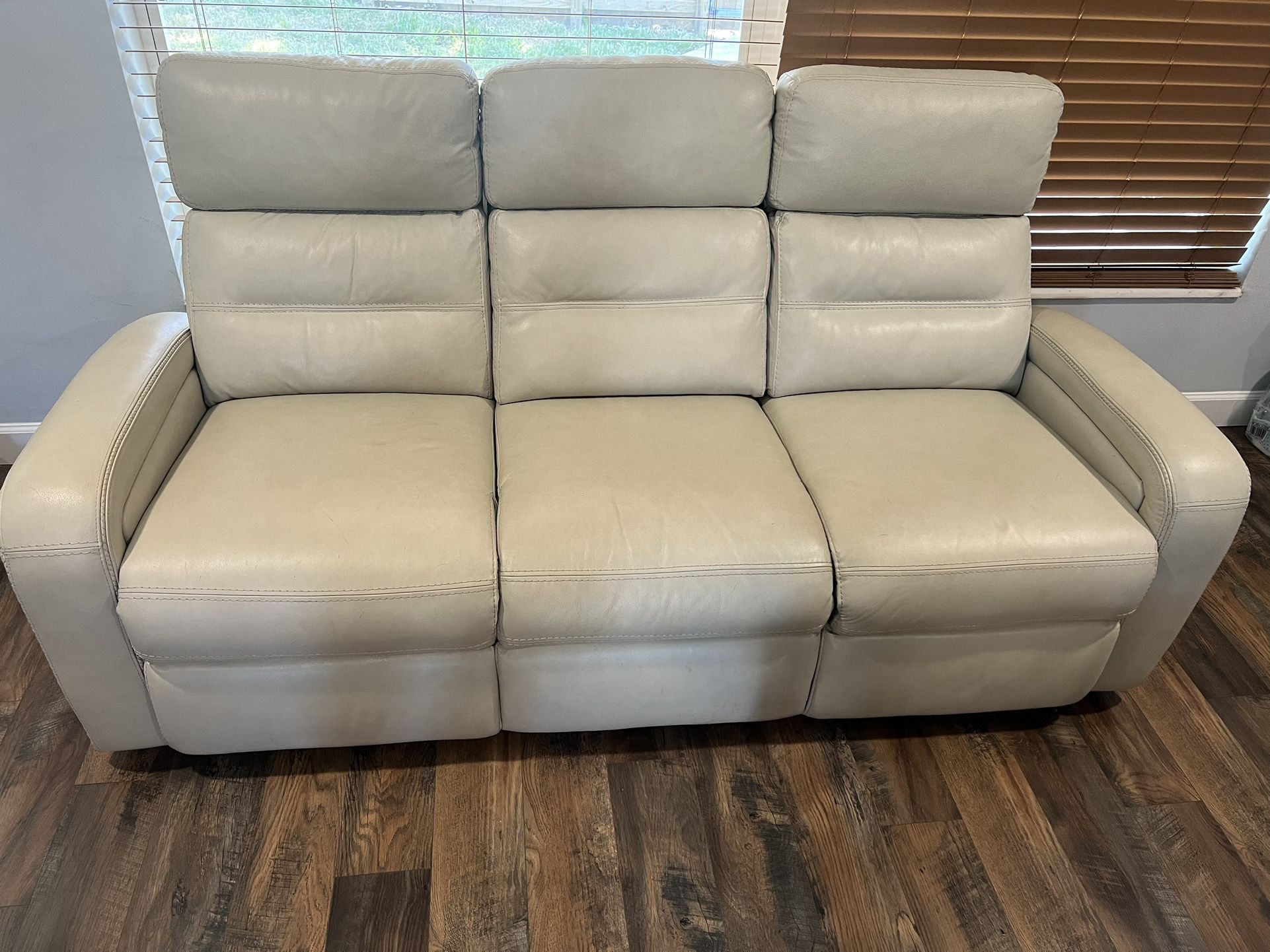 2 White Leather Sofas 