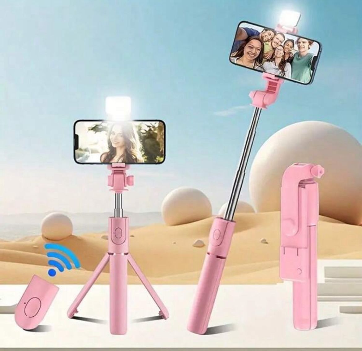 Scalable Phone Selfie Stick With Built-In Fill Light Telescopic Phone Selfie Stick With Built-In Light, Professional Live Streaming Tripod, Wireless R