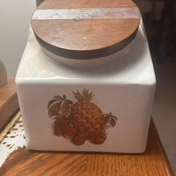 3 Vintage Hyalyn USA Coffee Canister Wood Lid Kitchen Deco Stored