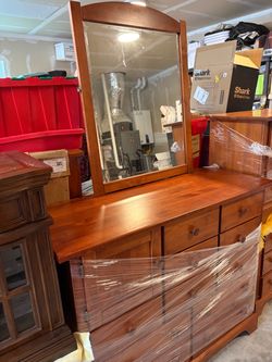 Wood Dresser with Mirror