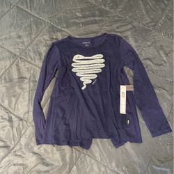 Girls Long Sleeve W/Glittery Design In Silver Ribbon