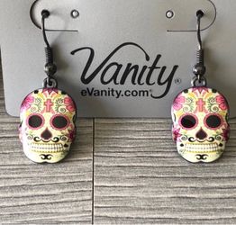 Colorful Sugar Skull Halloween Earrings