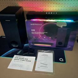 New MEREDO Sound Bar for Smart TV 160W 3.1CH PC Gaming Soundbar W/ Subwoofer RGB Lighting Audio Sync Surround Sound System BT 5.3/HD-ARC/Optical/AUX/U