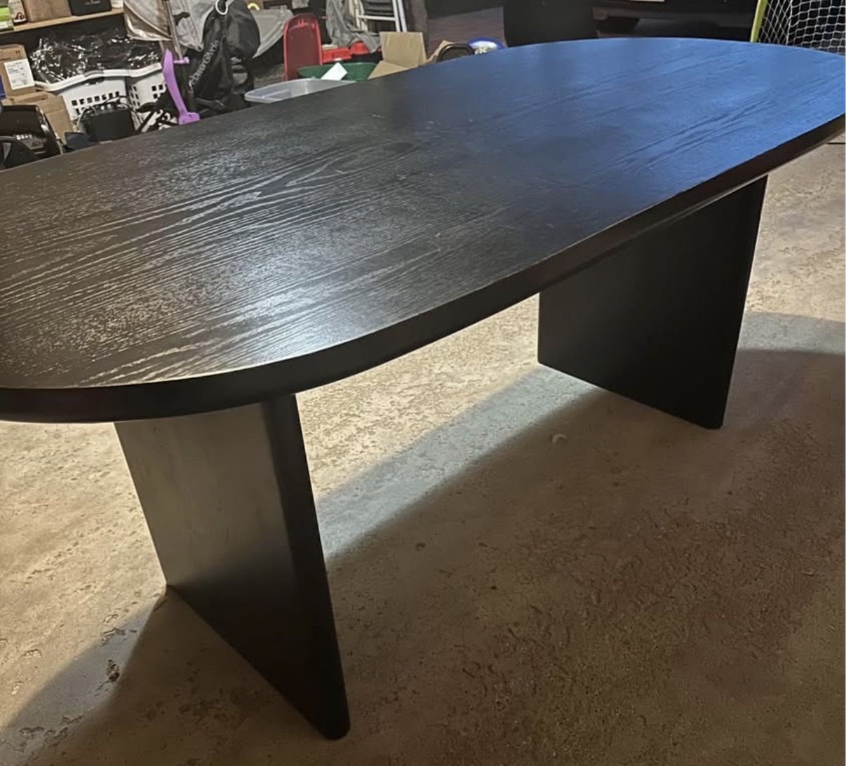 Modern oval Black Wood Table 