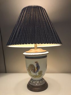 22” Pierre Deux Rooster Lamp. RARE. Shade +Lamp