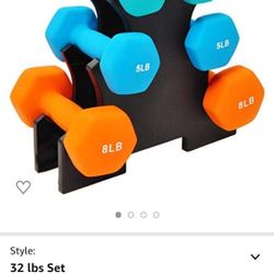 Sporzon! Neoprene Coated Dumbbell Set with Stand, 3 Pairs Dumbbells and Stand Included

