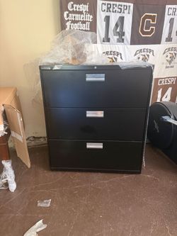 HON Black Steel 3-Drawer Lateral File Cabinet