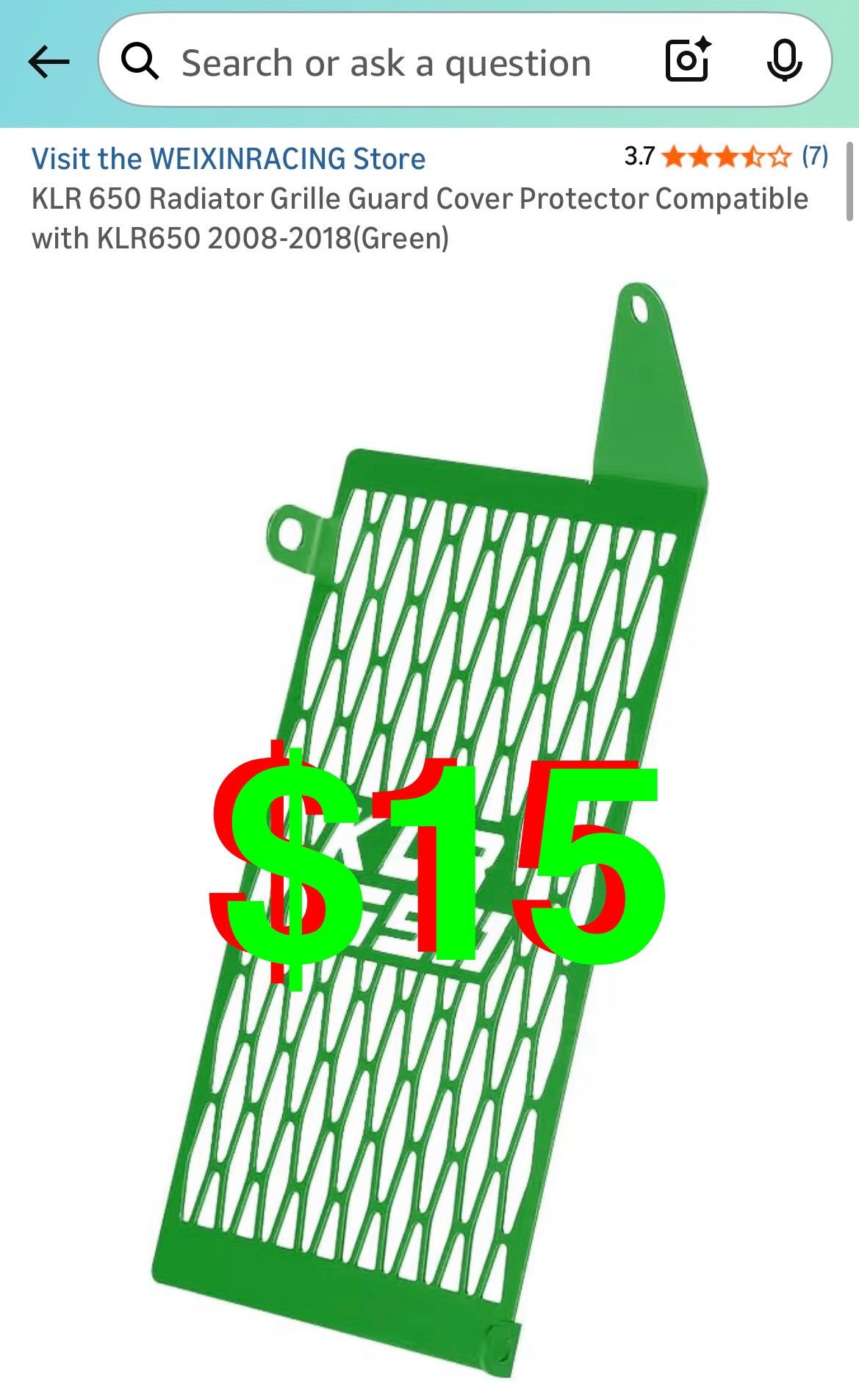 KLR 650 Radiator Grille Guard Cover Protector Compatible with KLR(contact info removed)-2018(Green)