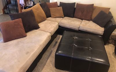 Ashley furniture sectional.  Cushions are machine washable. Ottoman included