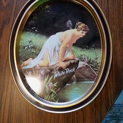 Vintage Metal White Rock Tray.