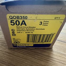  (3) Square D QOB 350 Circuit Breakers
