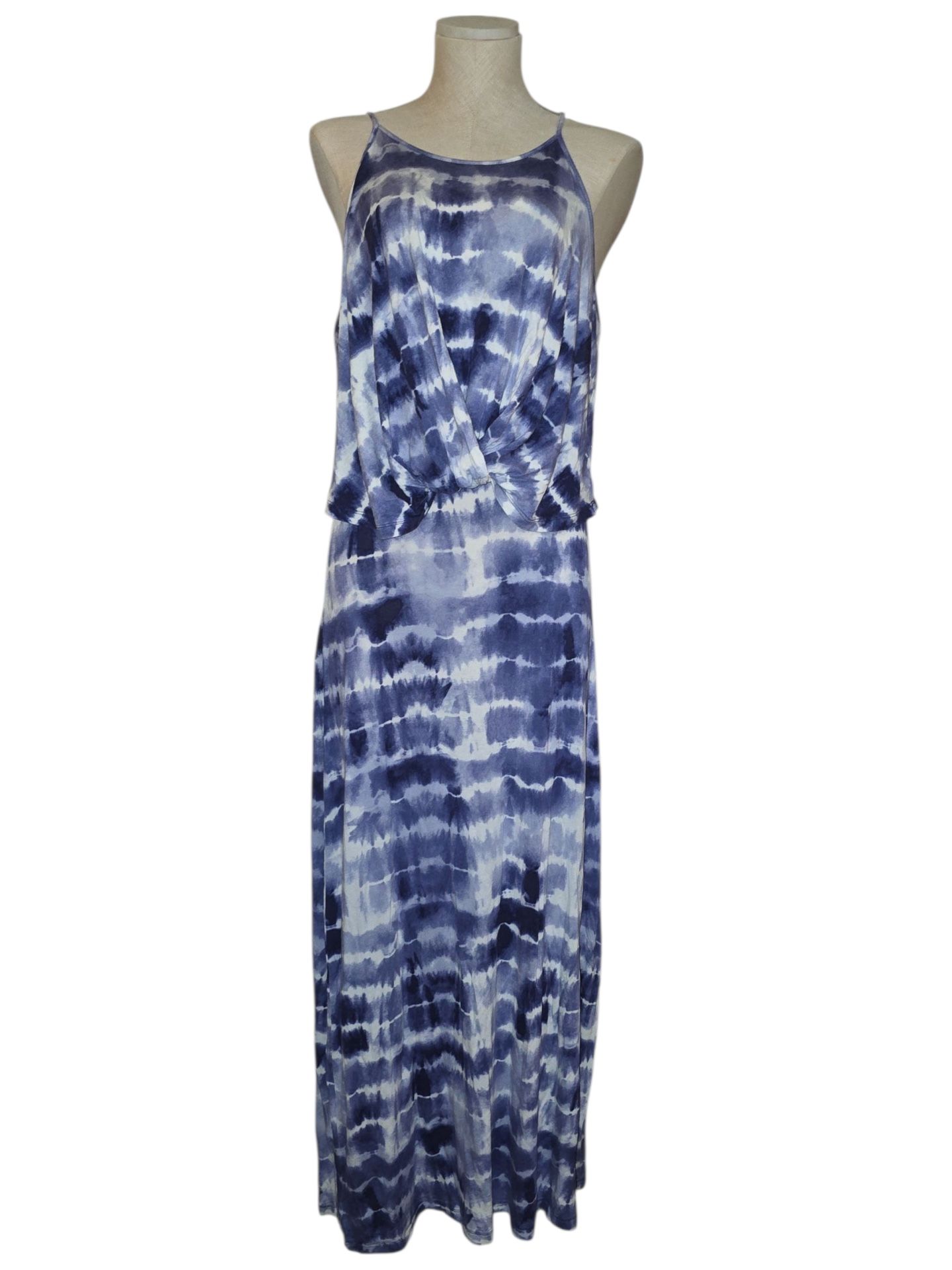 Purple and White Tie-Dye Sleeveless Maxi Dress