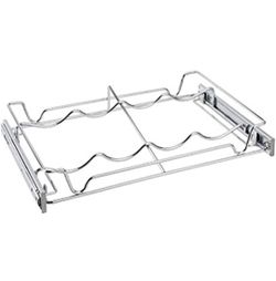 (3) NEW Rev-A-Shelf Sidelines 18" Chrome Single Wire Pullout 4 Wine Bottle Rack Organizer for 14" Deep Kitchen Pantry / Bar Cabinet Closet 5WBR-18CR-1