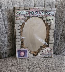 Vintage Halloween Spooky Skull Mirror