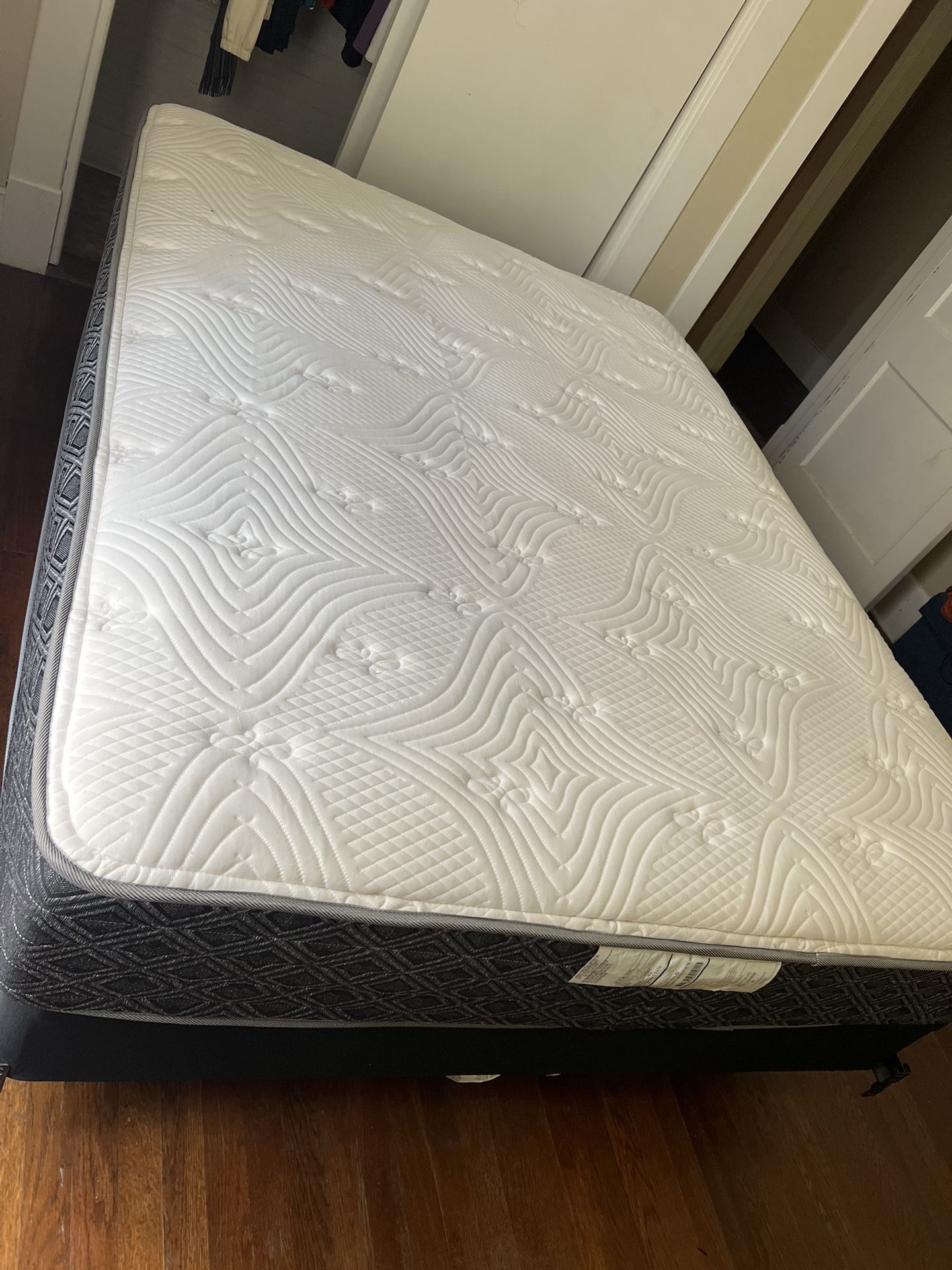 Queen Mattress, Queen Boxspring, Also Ottoman, Simple Bed frame