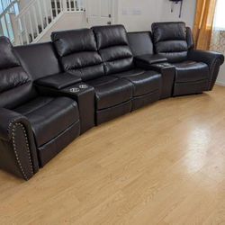 New Black Power Theater Sectional Couch Includes Free Delivery 