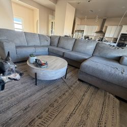 Large Grey Sectional Needs TLC